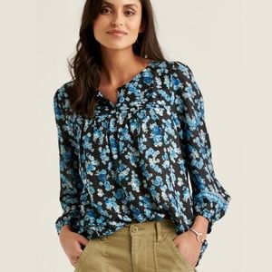 Lucky Brand Blue Floral Button Blouse
